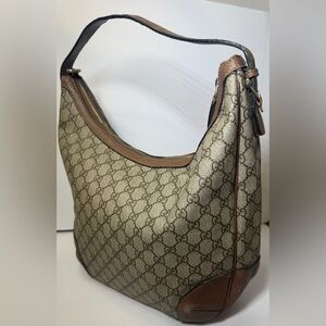 Gucci GG Supreme Monogram Margaux Calfskin Medium Hobo Brown Beige bag